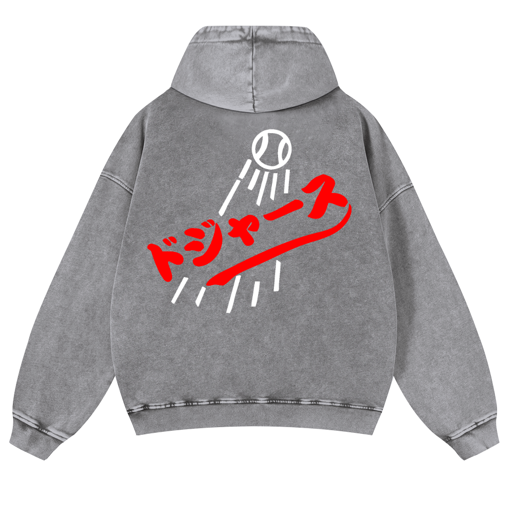 Baseball Vintage Washed Cotton Back Art Hoodie