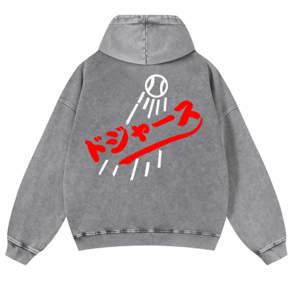 Baseball Vintage Washed Cotton Back Art Hoodie