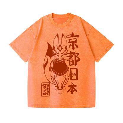 Kyoto Kitsune Vintage Wash Japanese Design T-Shirt