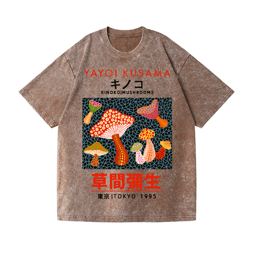 Yayoi Kusama Mushroom Vintage Wash Japanese Design T-Shirt