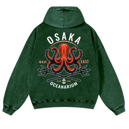 Osaka Octopus Vintage Washed Cotton Back Art Hoodie