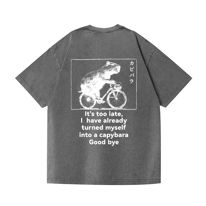 Capybara Vintage Wash Japanese Design Back Art T-Shirt