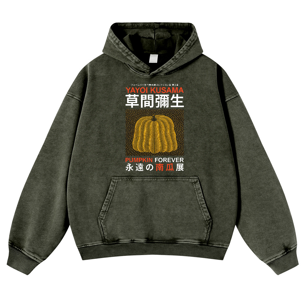 Pumpkin Forever Vintage Washed Thick Cotton Hoodie