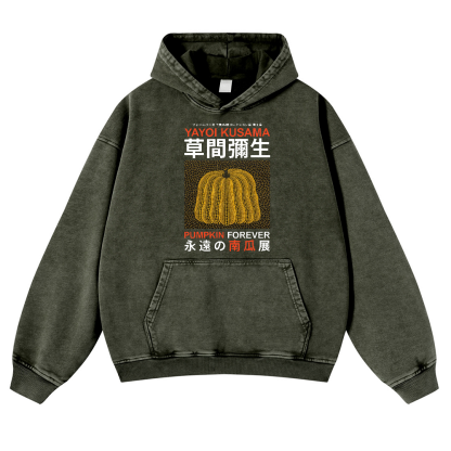 Pumpkin Forever Vintage Washed Thick Cotton Hoodie