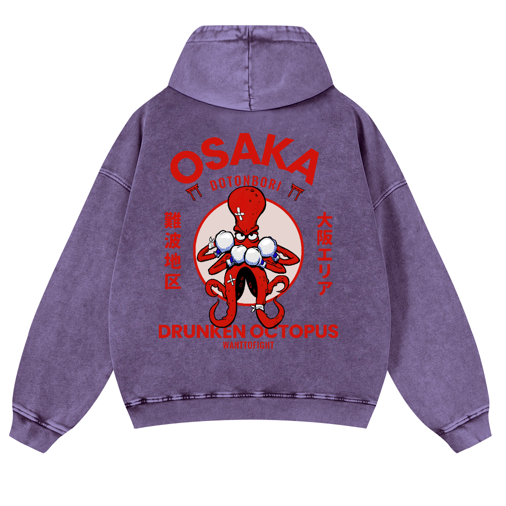 Osaka Drunken Vintage Washed Cotton Back Art Hoodie
