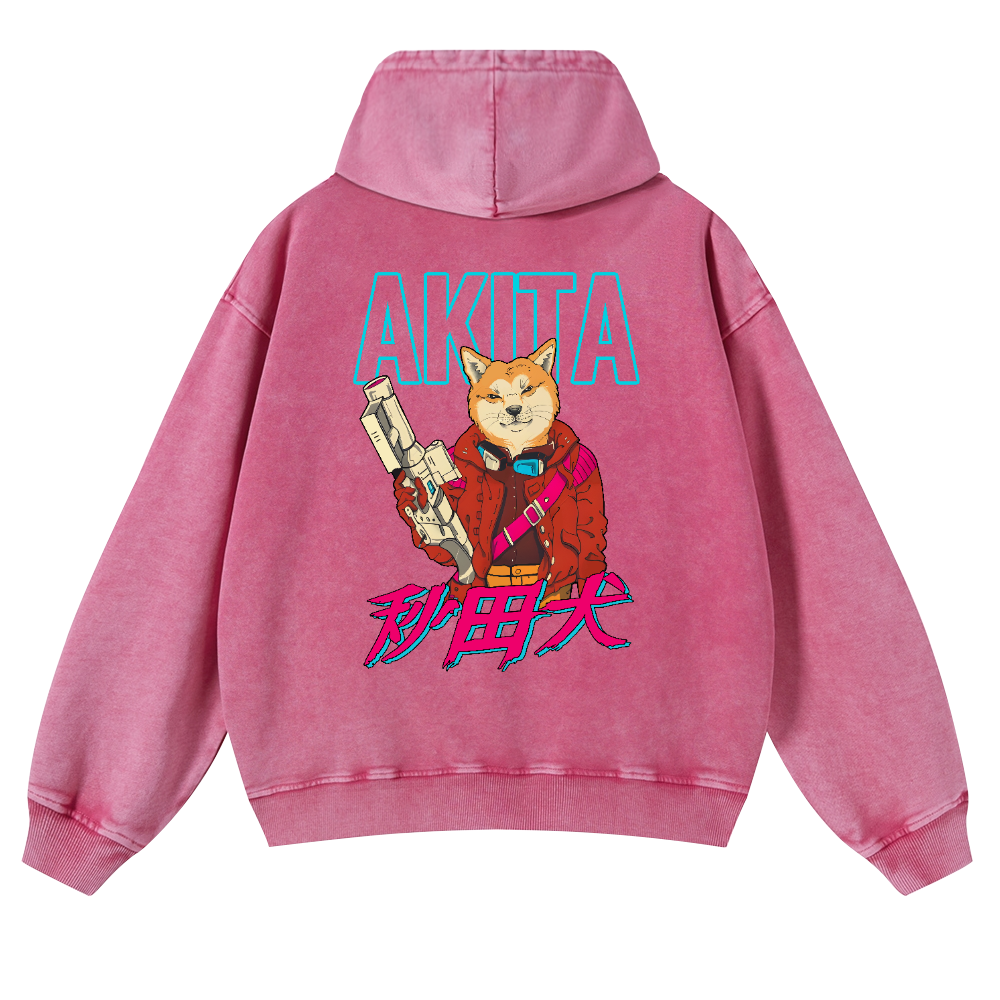 Akita Vintage Washed Cotton Back Art Hoodie