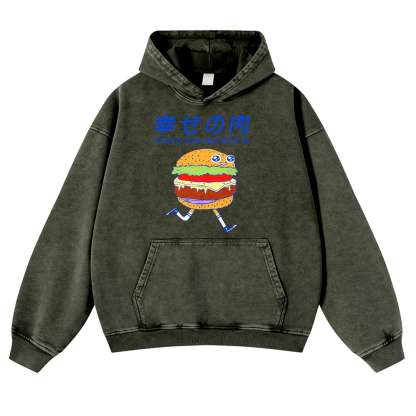 TOKYO BURGER RUN '86 Vintage Washed Thick Cotton Hoodie