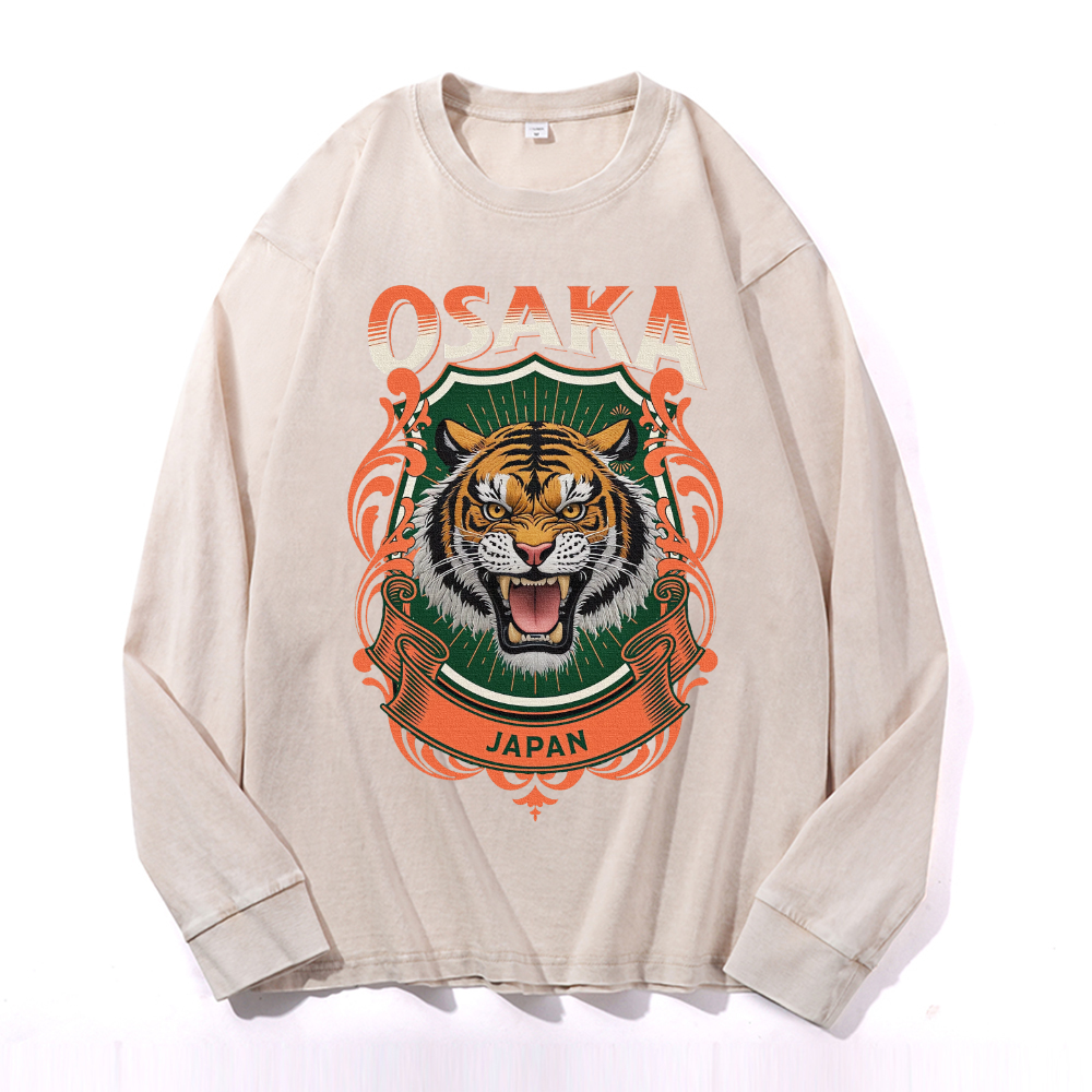 Tiger Vintage Cotton Wash Crewneck Sweatshirt