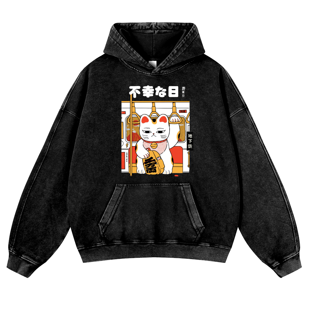 Unlucky Day Vintage Washed Thick Cotton Hoodie