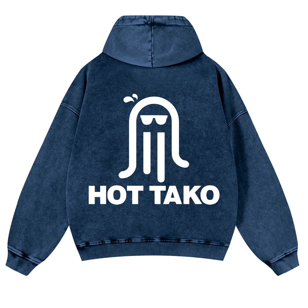 Hot Tako Vintage Washed Cotton Back Art Hoodie