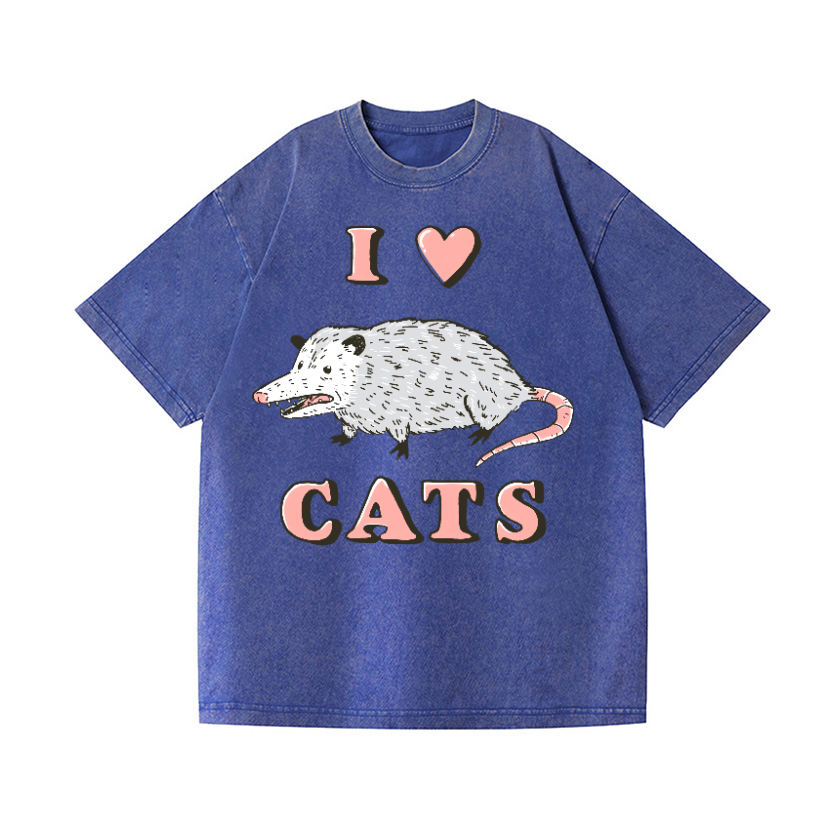 I LOVE CATS Vintage Wash Japanese Design T-Shirt