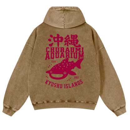 Okinawa Churaumi Aquarium Kyushu Islands Fish Vintage Washed Cotton Back Art Hoodie