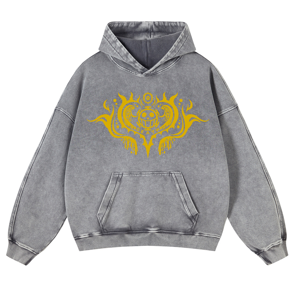 One Piece Vintage Washed Thick Cotton Hoodie