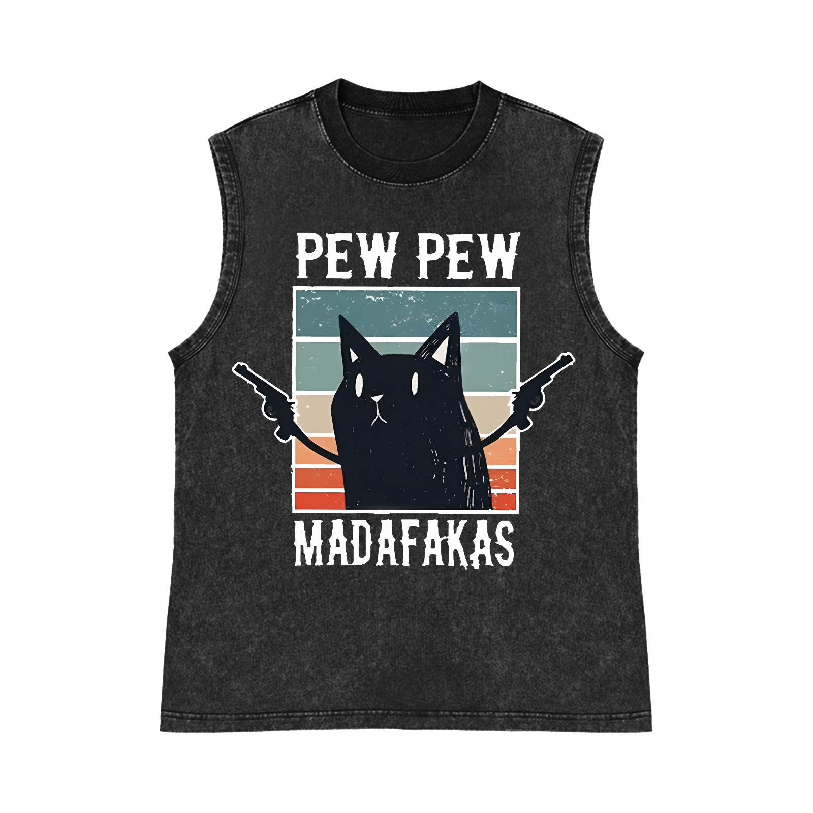 Cat Pure Cotton Wash-Dyed Sleeveless Tank Top