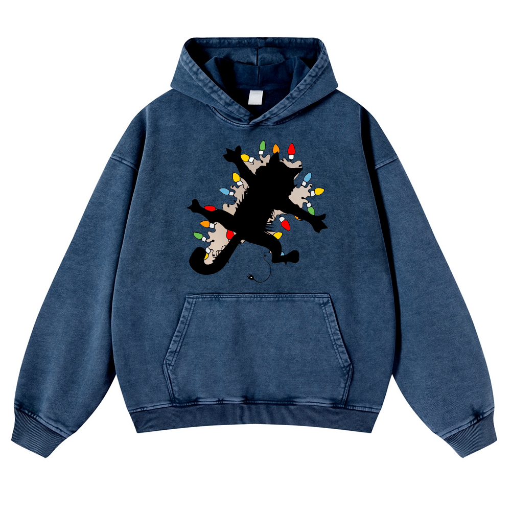 Cat Vintage Washed Thick Cotton Hoodie