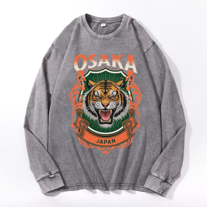 Tiger Vintage Cotton Wash Crewneck Sweatshirt