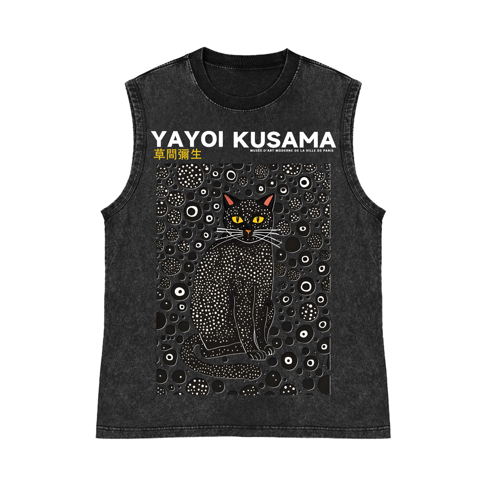 Yayoi Kusama Cat Pure Cotton Wash-Dyed Sleeveless Tank Top