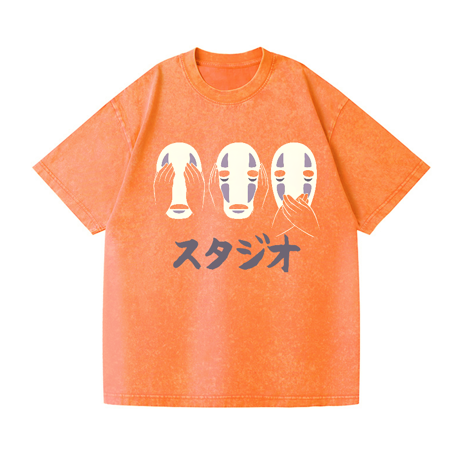 Ghibli No Face Vintage Wash Japanese Design T-Shirt