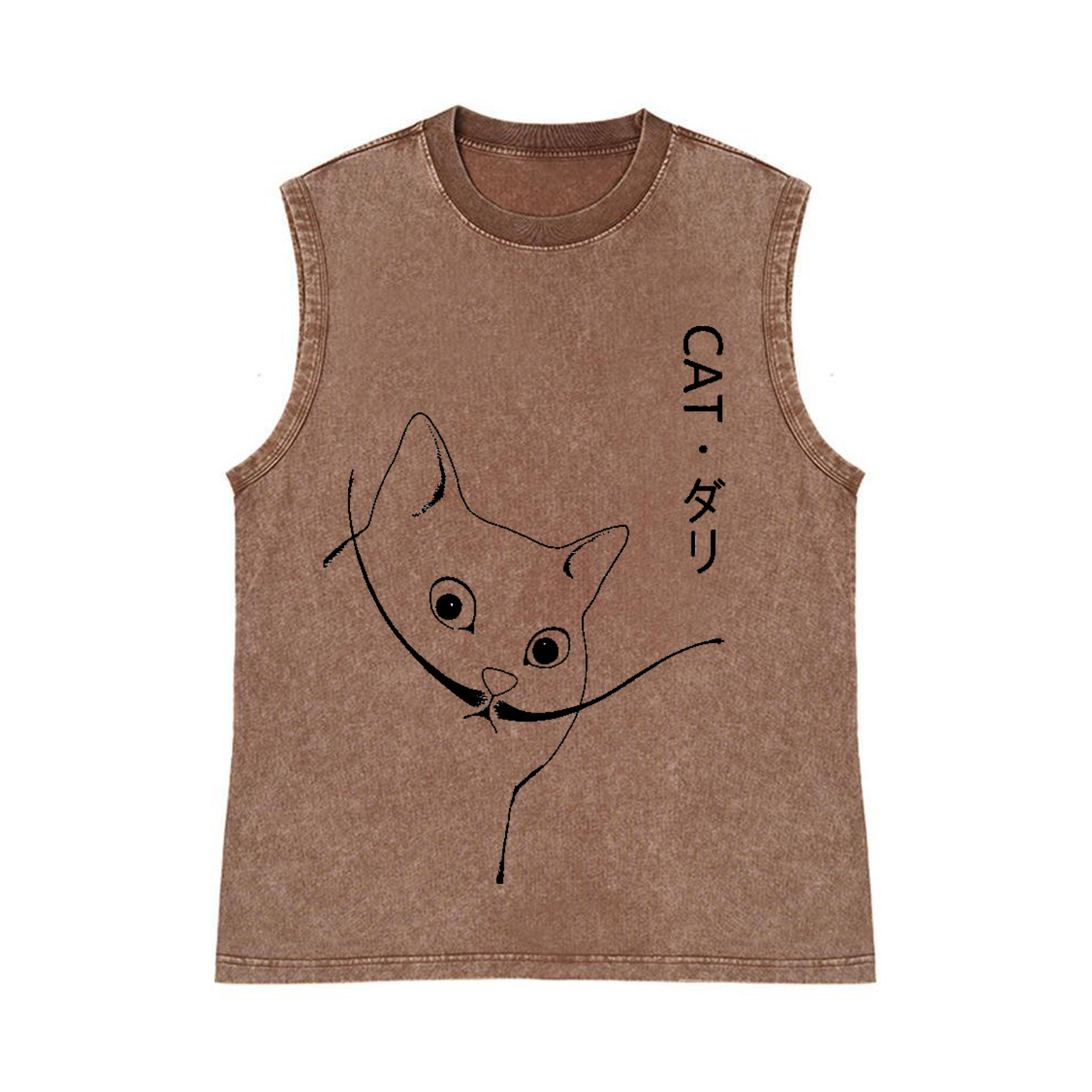 CAT Pure Cotton Wash-Dyed Sleeveless Tank Top