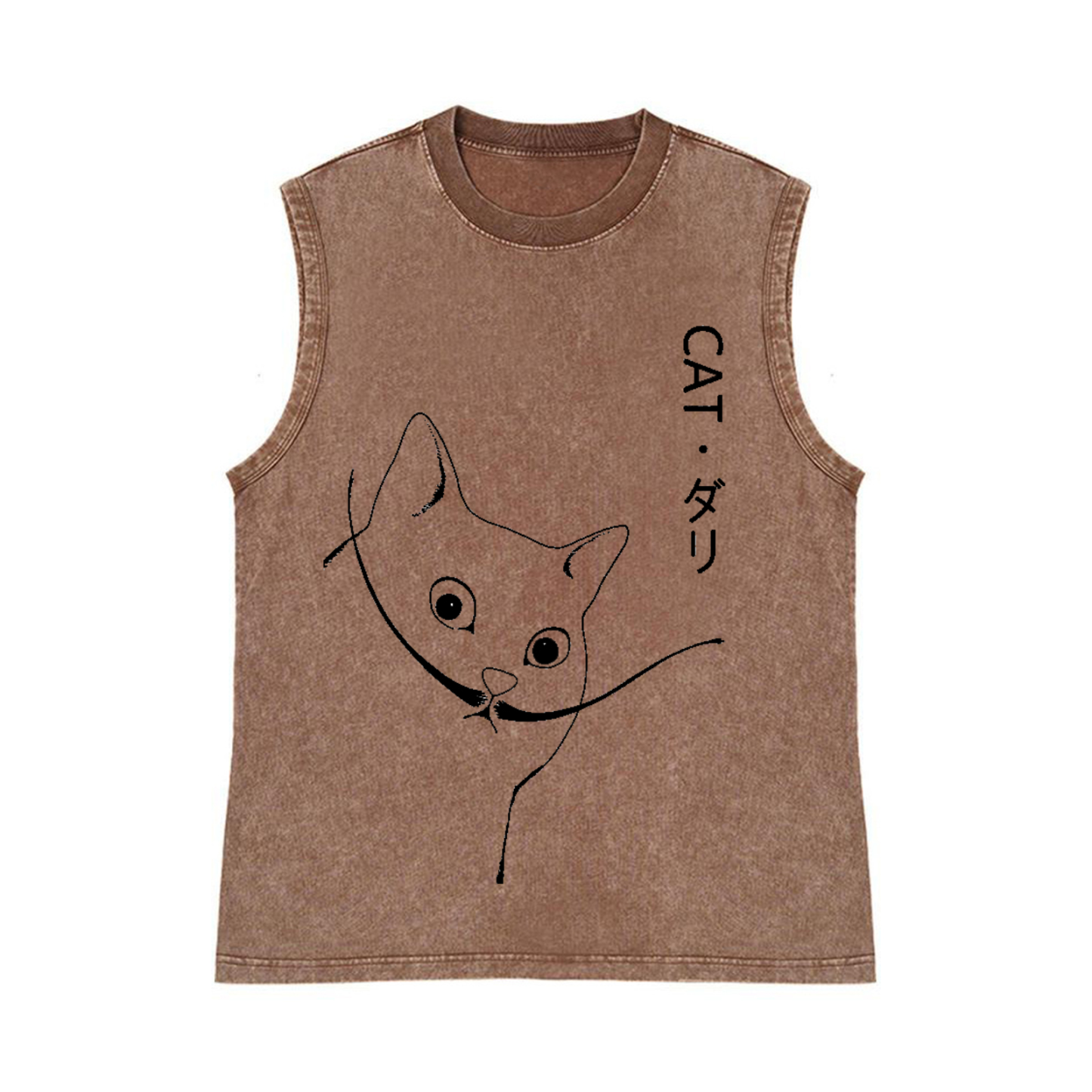 CAT Pure Cotton Wash-Dyed Sleeveless Tank Top