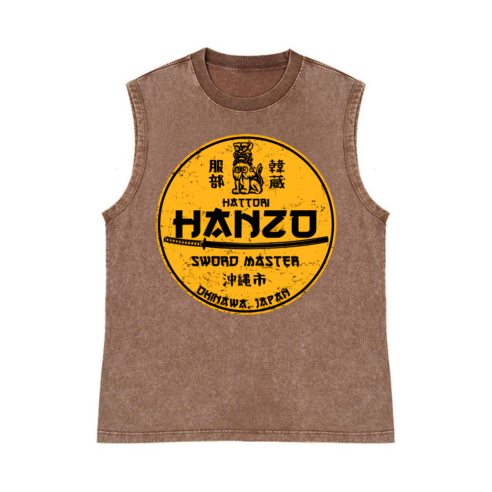 Hattori Hanzo Okinawa Japan Pure Cotton Wash-Dyed Sleeveless Tank Top