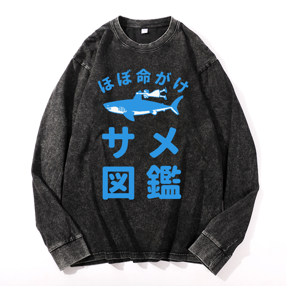 Shark Girl Vintage Cotton Wash Crewneck Sweatshirt