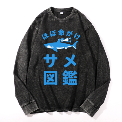Shark Girl Vintage Cotton Wash Crewneck Sweatshirt