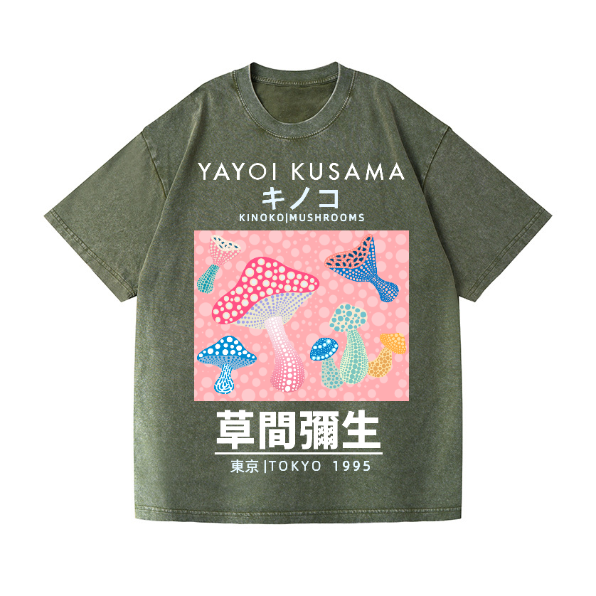 Yayoi Kusama Mushroom Vintage Wash Japanese Design T-Shirt