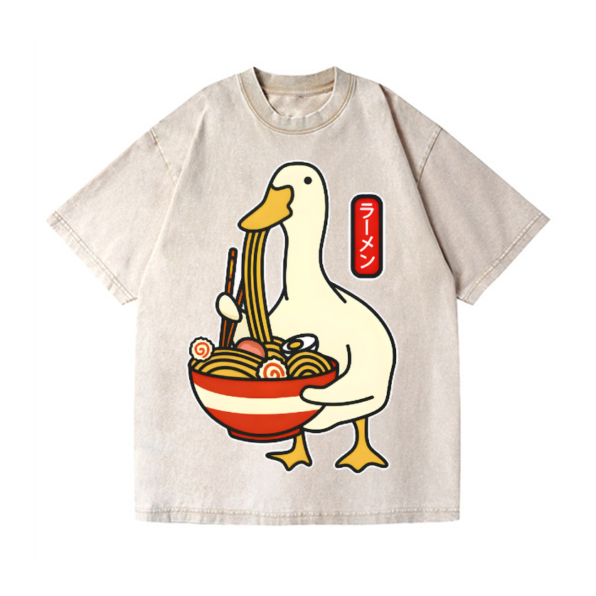 Duck and Ramen Vintage Wash Japanese Design T-Shirt