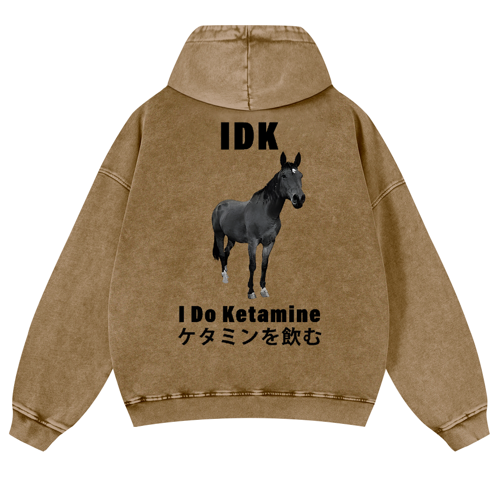I Do Ketamine Horse Vintage Washed Cotton Back Art Hoodie