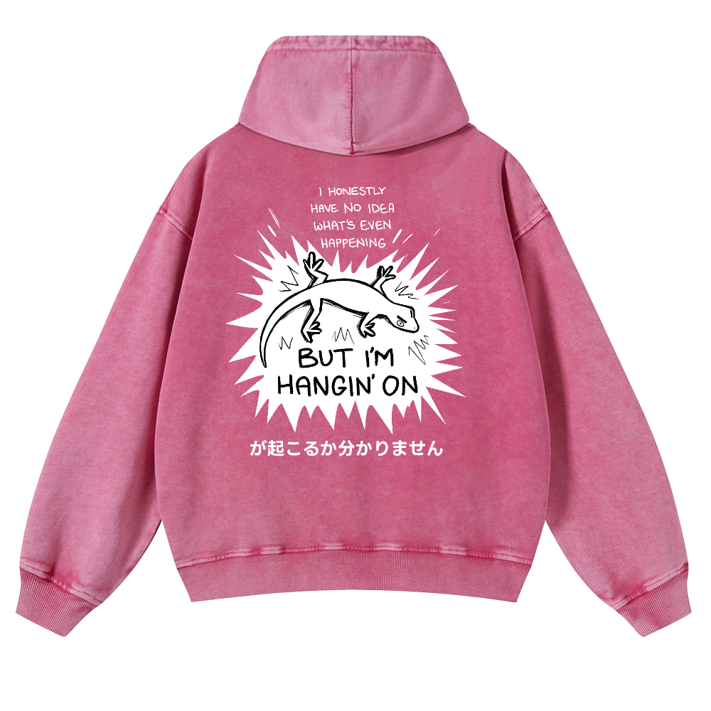 Gecko Vintage Washed Cotton Back Art Hoodie