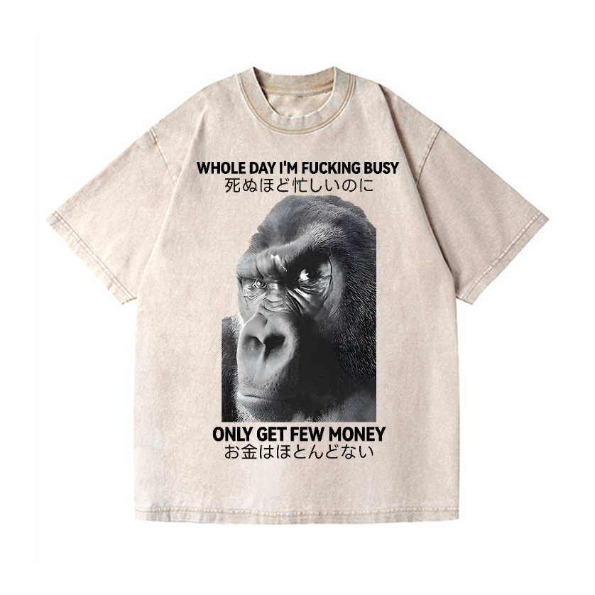 Gorilla Only Get Few Money Vintage Wash Japanese Design T-Shirt