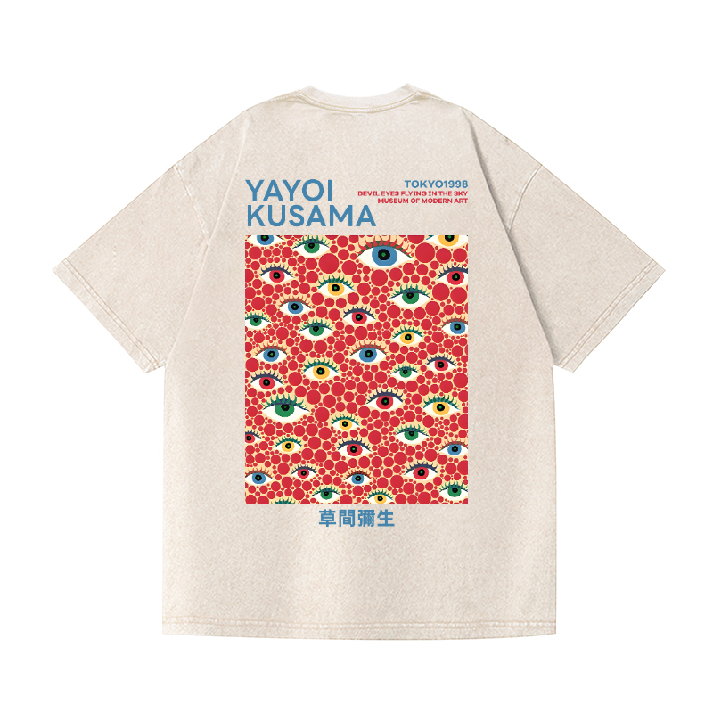 Yayoi Kusama Eyes Vintage Wash Japanese Design Back Art T-Shirt