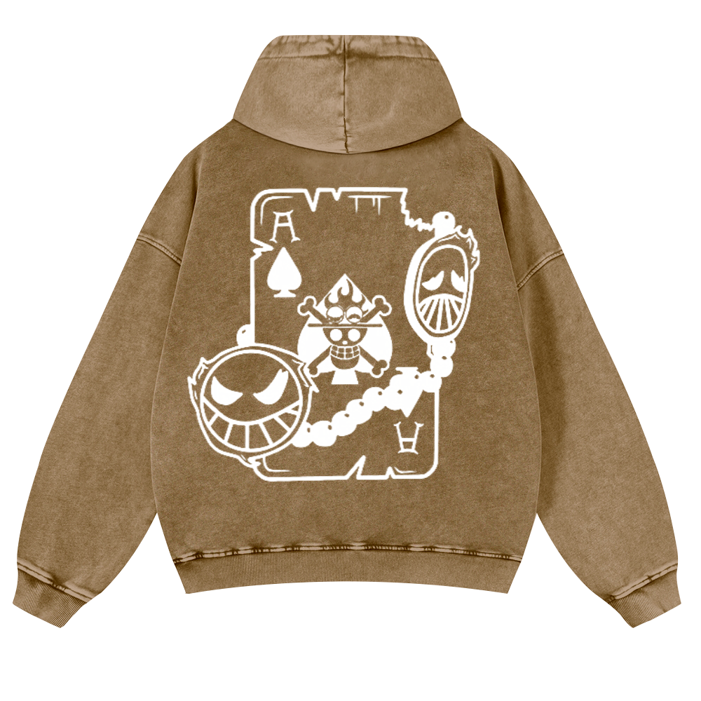 One Piece Vintage Washed Cotton Back Art Hoodie