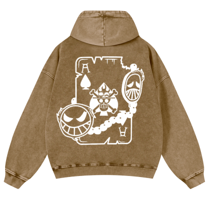 One Piece Vintage Washed Cotton Back Art Hoodie