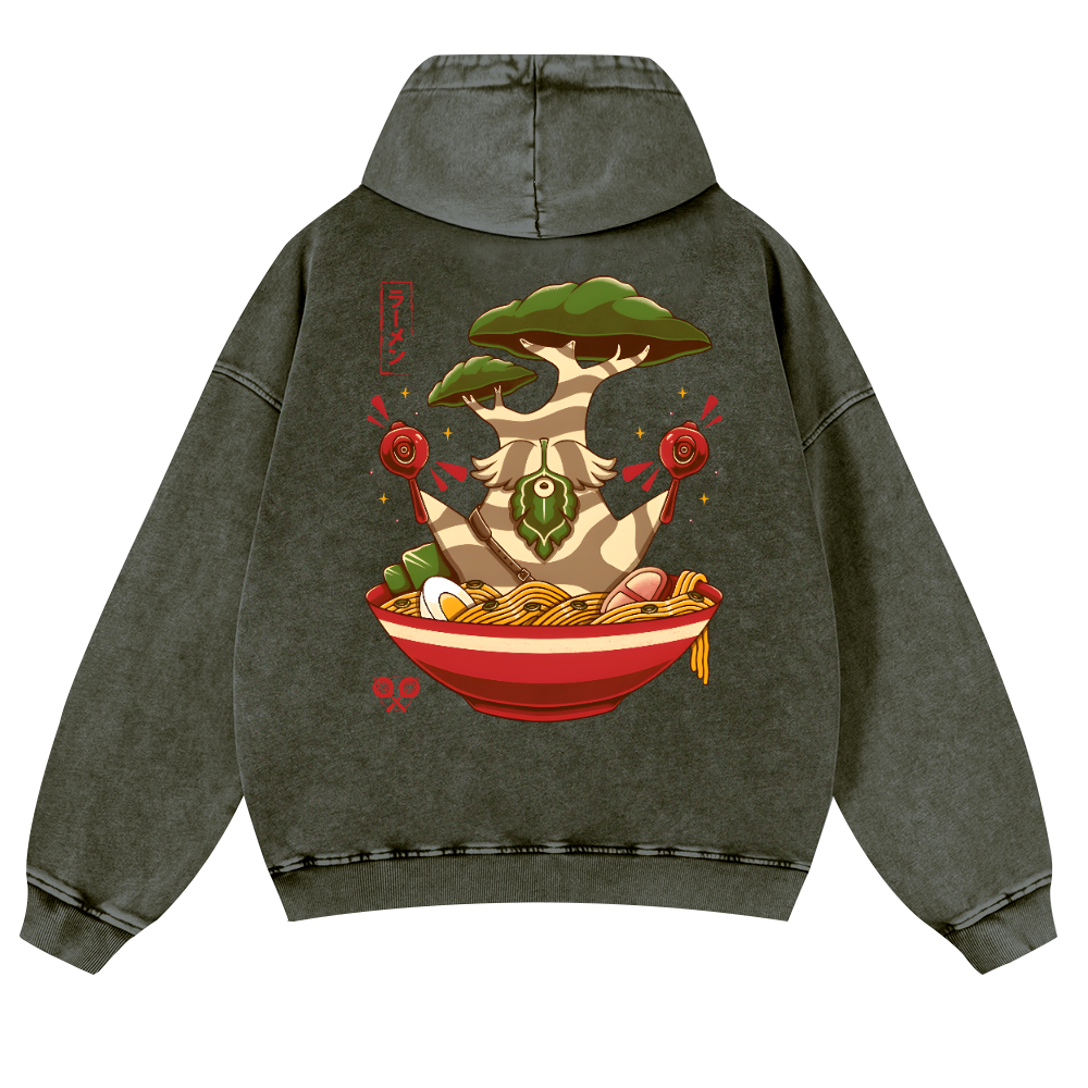 Bonsai Ramen Vintage Washed Cotton Back Art Hoodie