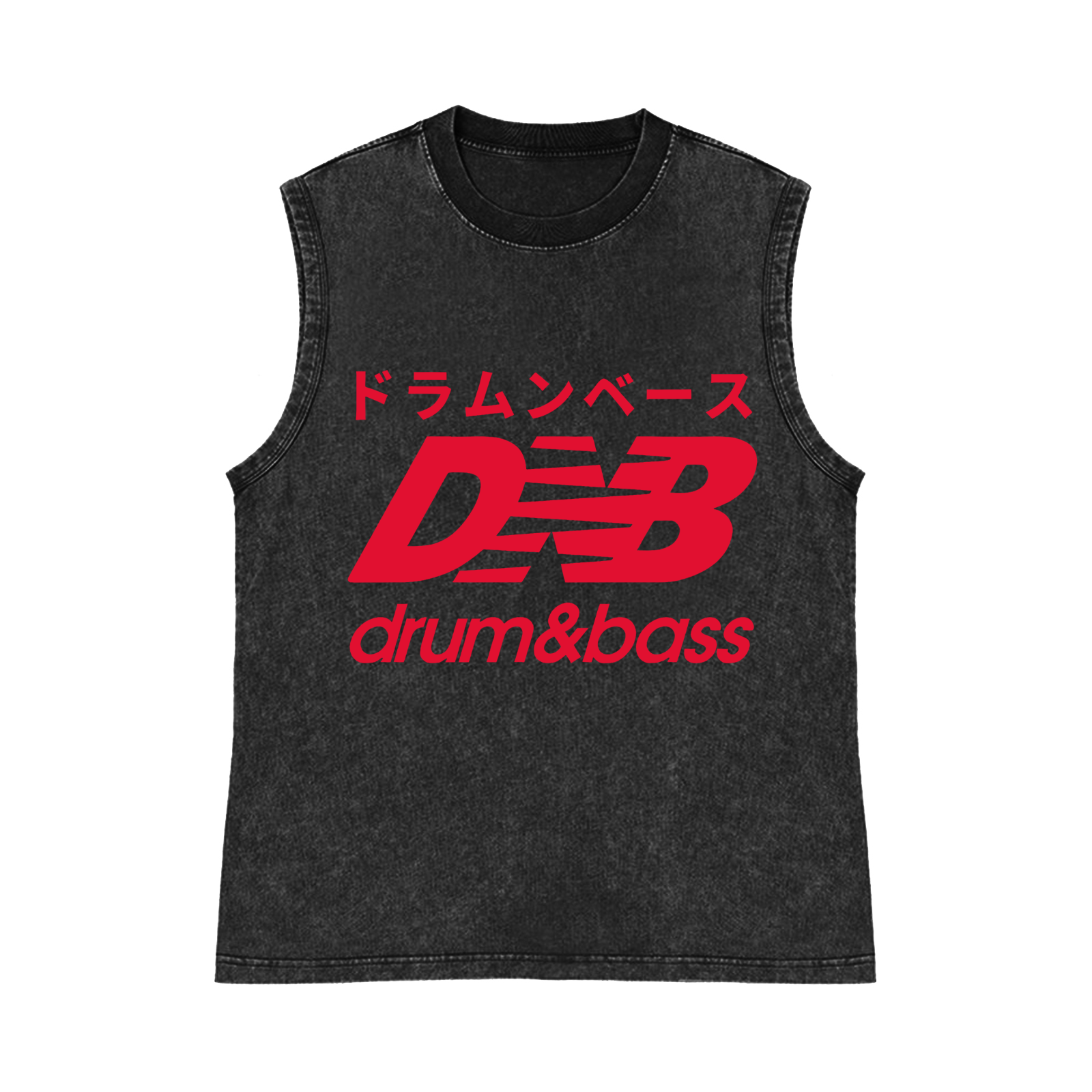 Drum and Bass Pure Cotton Wash-Dyed Sleeveless Tank Top