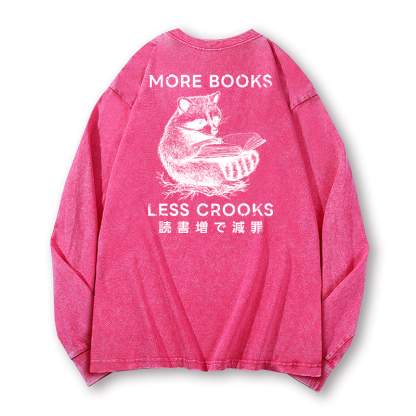 Racoons Vintage Washed Cotton Back Art Long-sleeve T-shirt