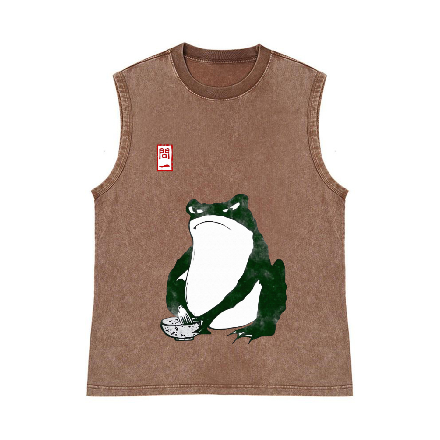 Frog Making Matcha Pure Cotton Wash-Dyed Sleeveless Tank Top