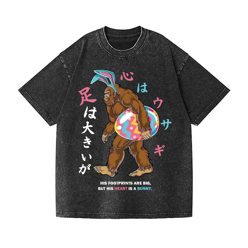 Easter Bigfoot Vintage Wash Japanese Design T-Shirt