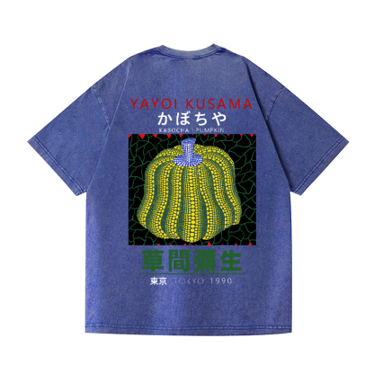 Yayoi Kusama Mushroom Vintage Wash Japanese Design Back Art T-Shirt