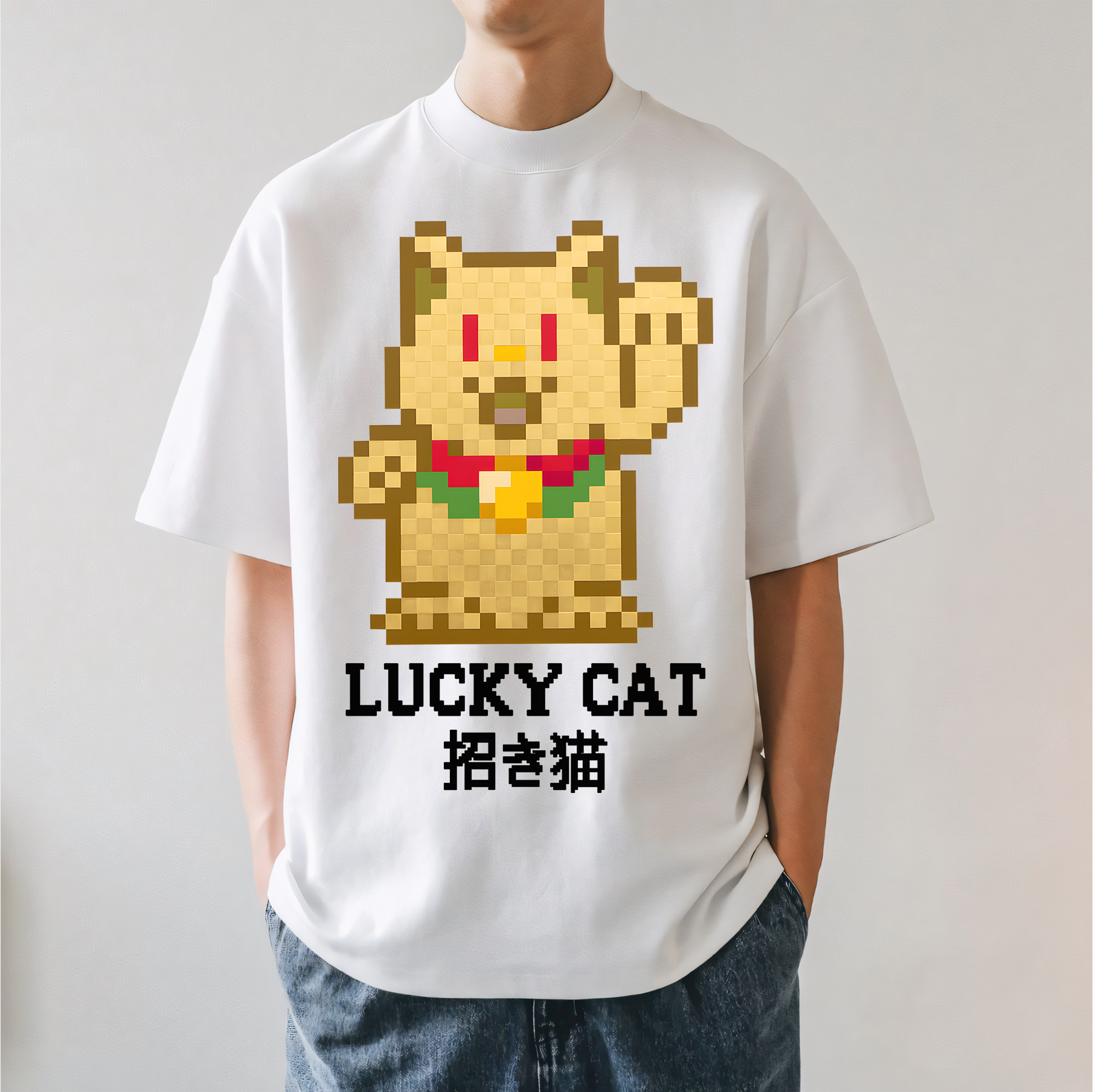 Mosaic Lucky Cat Japanese Style Classic Tee