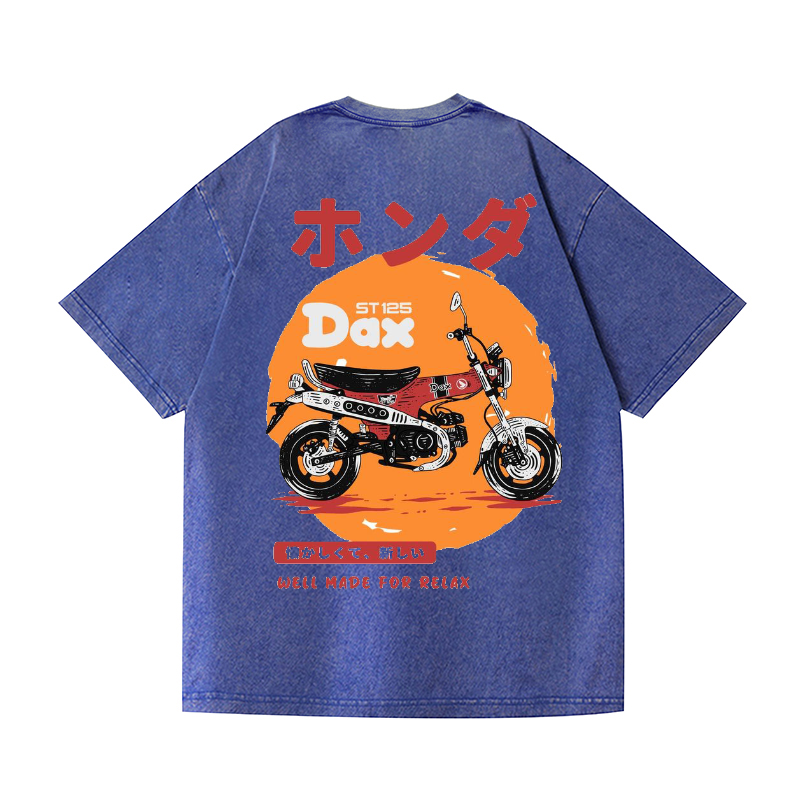 Dax Motorcycle Vintage Wash Japanese Design Back Art T-Shirt