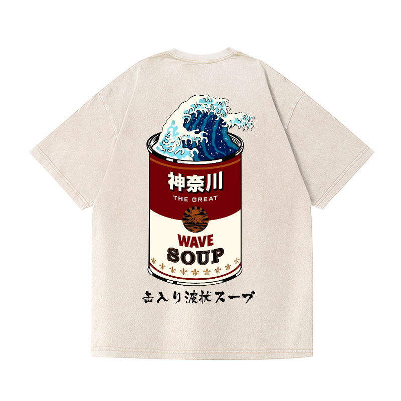 Great Wave Soup Vintage Wash Japanese Design Back Art T-Shirt