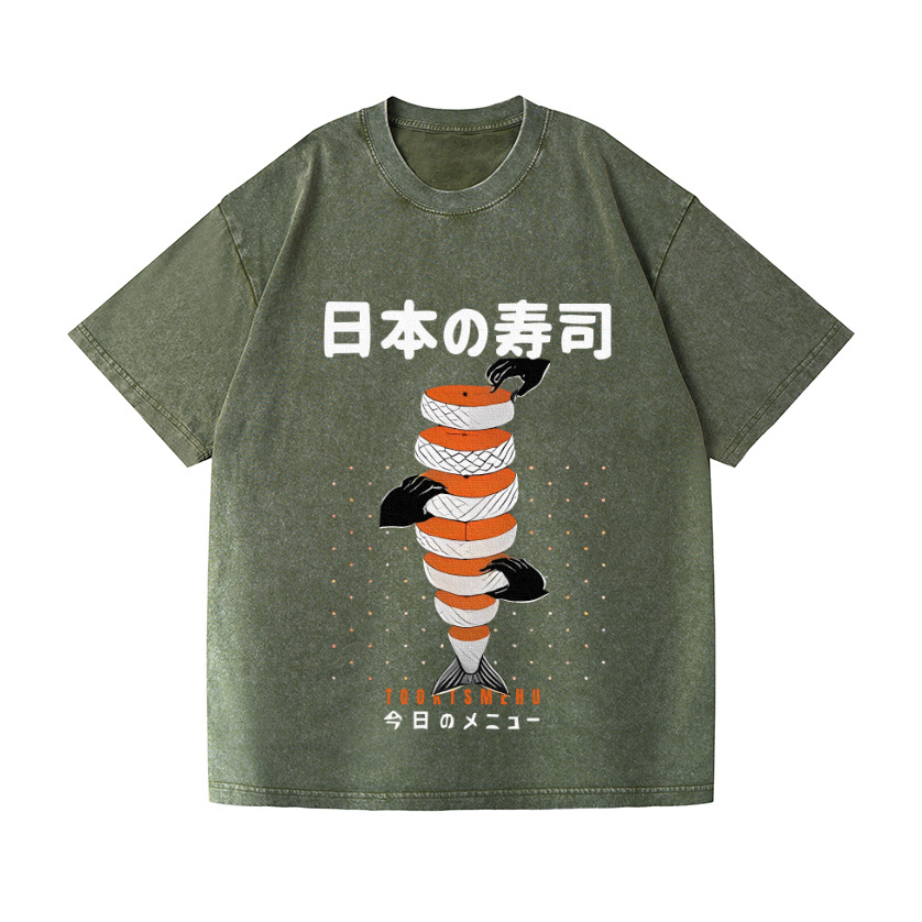 Delicious Salmon Sushi Vintage Wash Japanese Design T-Shirt