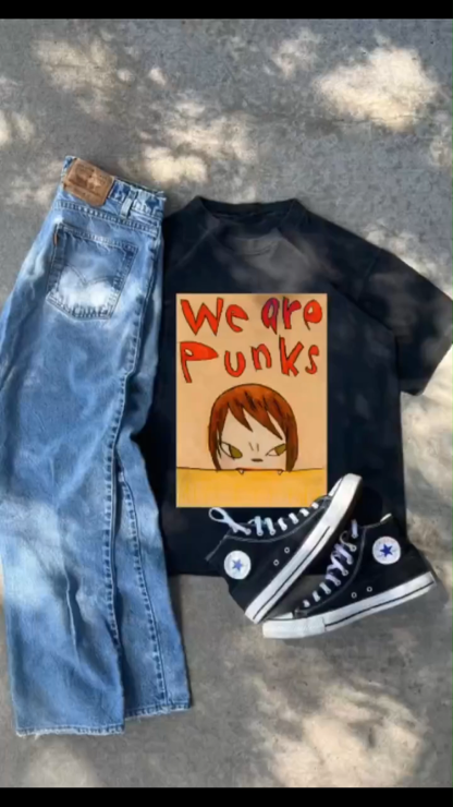 Yoshitomo Nara We Are Punks Vintage Wash Japanese Design T-Shirt