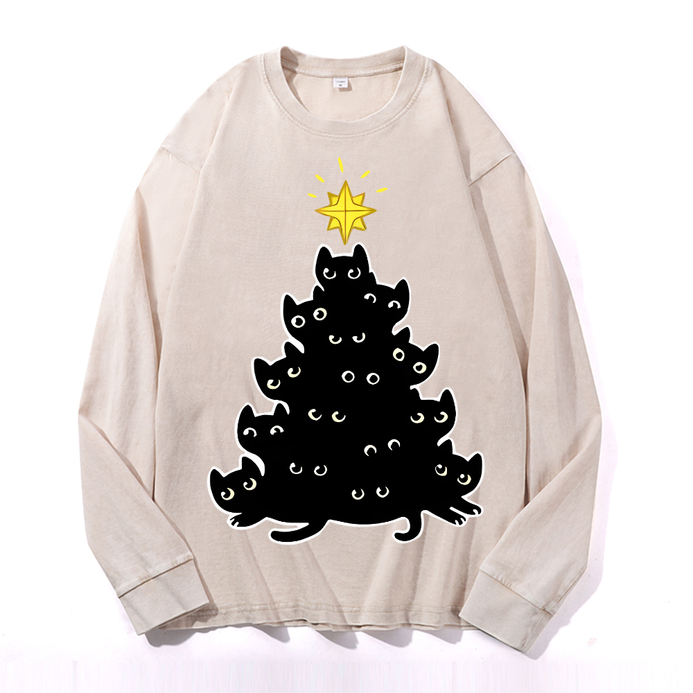 Cat Vintage Cotton Wash Crewneck Sweatshirt