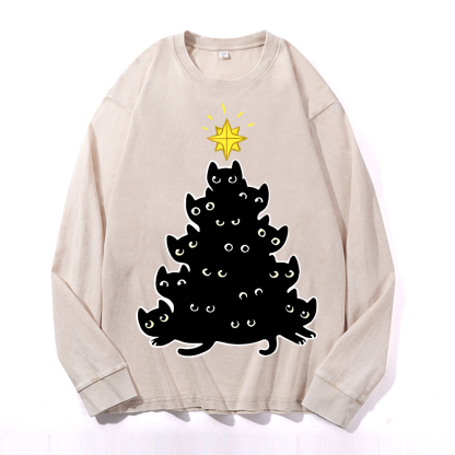 Cat Vintage Cotton Wash Crewneck Sweatshirt