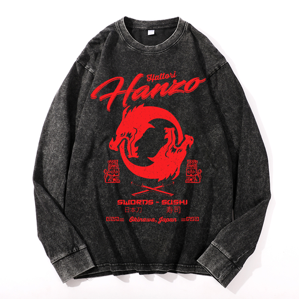 Hattori Hanzo Okinawa Japan Vintage Cotton Wash Crewneck Sweatshirt