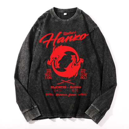 Hattori Hanzo Okinawa Japan Vintage Cotton Wash Crewneck Sweatshirt